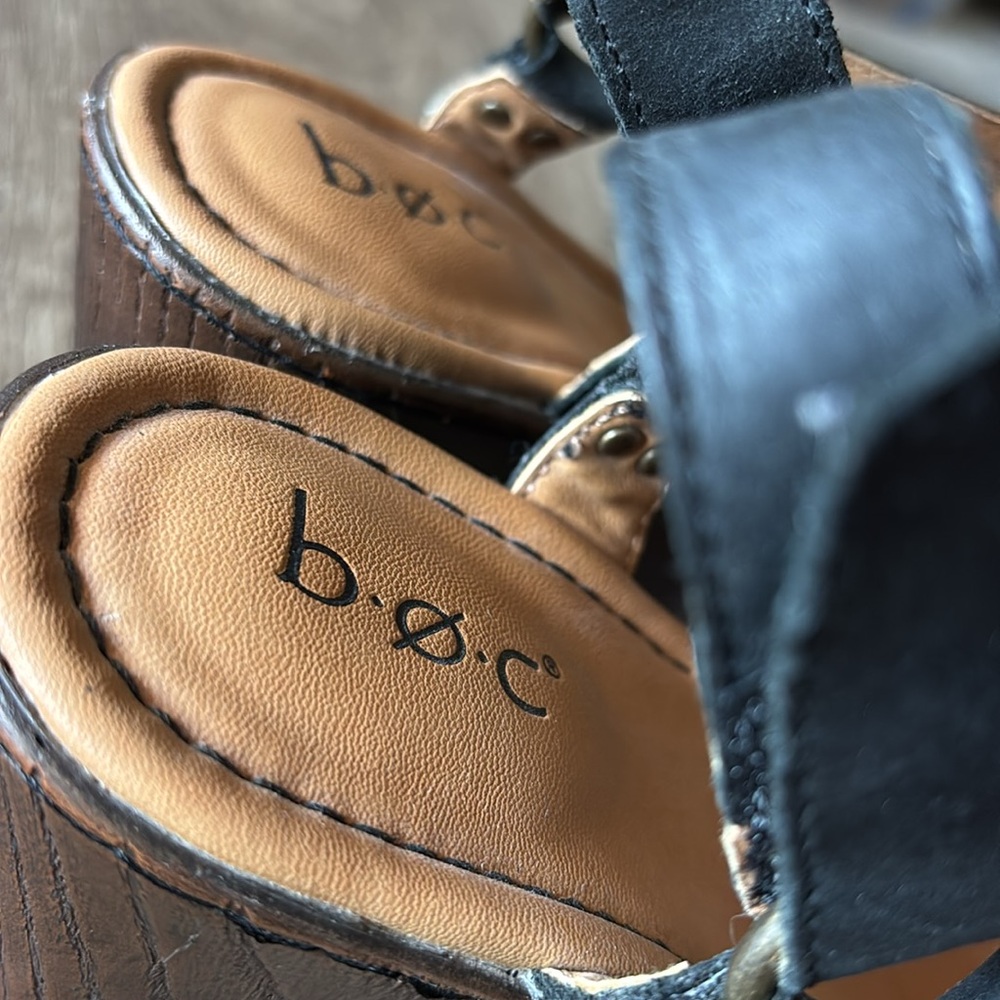 BOC Black Leather Wedge Clogs - Picture 4 of 9